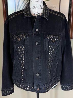 For The Republic Black Studded Denim Jacket